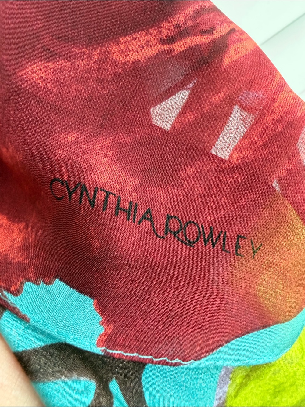 Cynthia Rowley Abstract Silk Scarf in Multicolor Like New - Picture 4 of 4